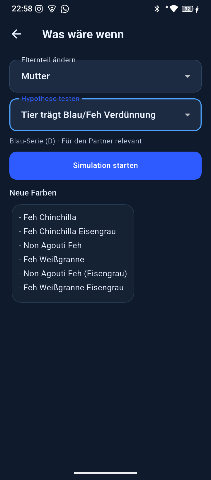 Simulation genetischer Hypothesen mit Was-w&auml;re-wenn-Funktion